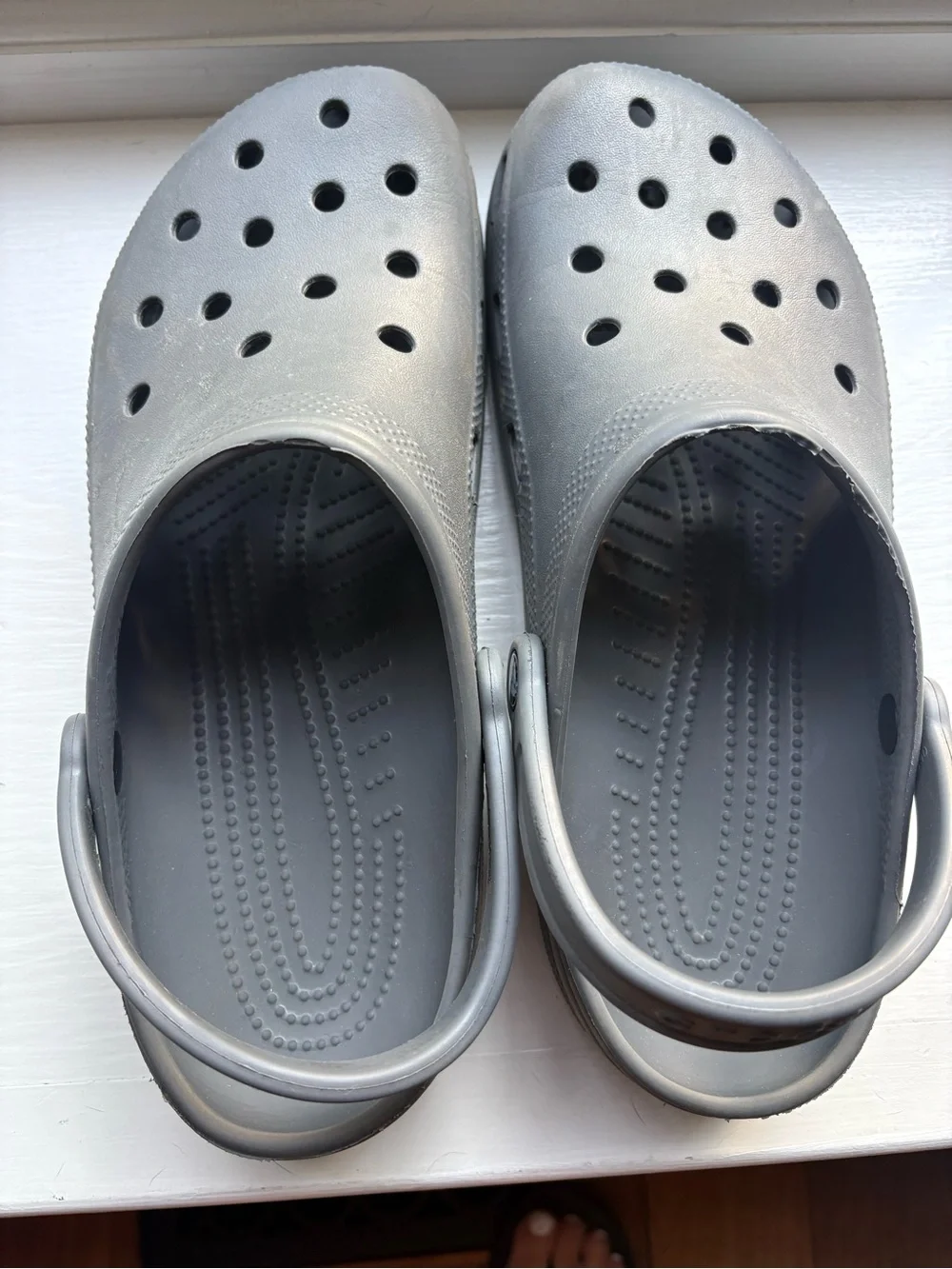 Kids Silver Comfort Crocs- Lightweight Slip-On Shoe